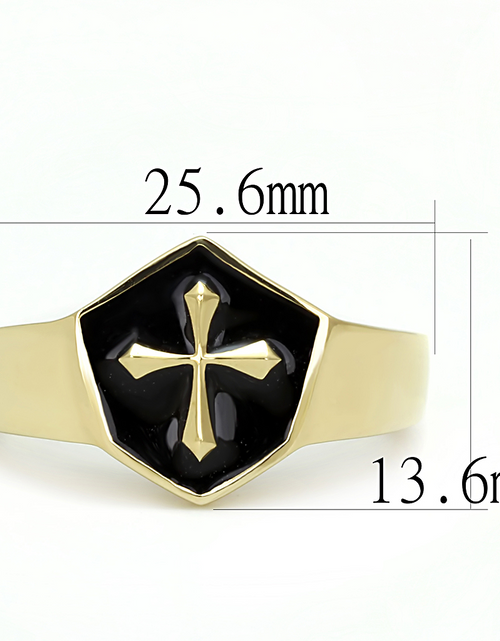 Load image into Gallery viewer, TK3268 - IP Gold(Ion Plating) Stainless Steel Ring with Epoxy  in Jet
