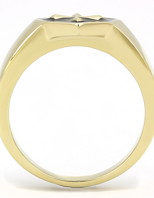 Load image into Gallery viewer, TK3268 - IP Gold(Ion Plating) Stainless Steel Ring with Epoxy  in Jet
