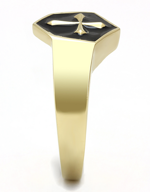 Load image into Gallery viewer, TK3268 - IP Gold(Ion Plating) Stainless Steel Ring with Epoxy  in Jet
