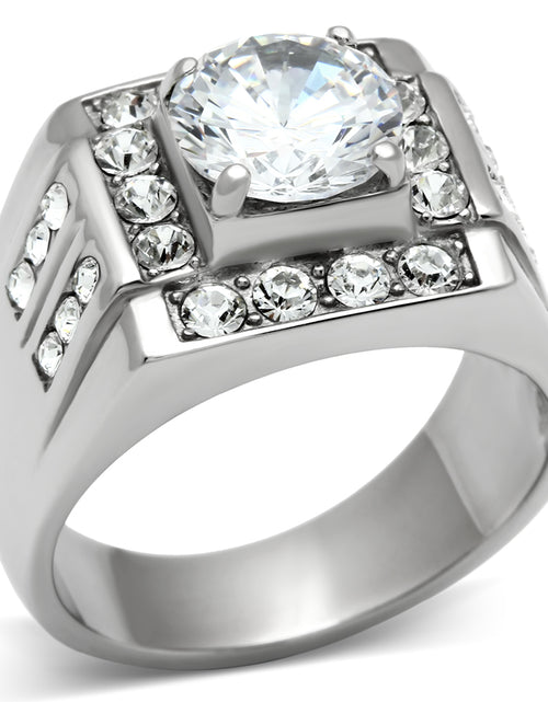 Load image into Gallery viewer, TK348 - High polished (no plating) Stainless Steel Ring with AAA Grade CZ  in Clear
