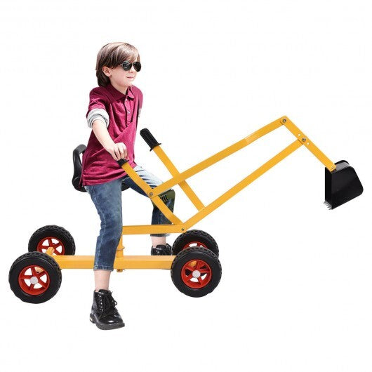 Heavy Duty Kid Ride-on 4-Wheel Excavator Sand Digger - Color: Yellow
