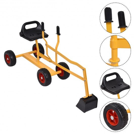 Heavy Duty Kid Ride-on 4-Wheel Excavator Sand Digger - Color: Yellow