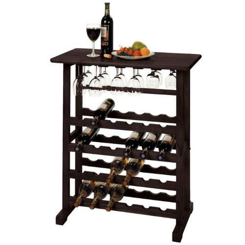 Load image into Gallery viewer, Floor-Standing Dark Espresso Brown 24-Bottle Wine Rack

