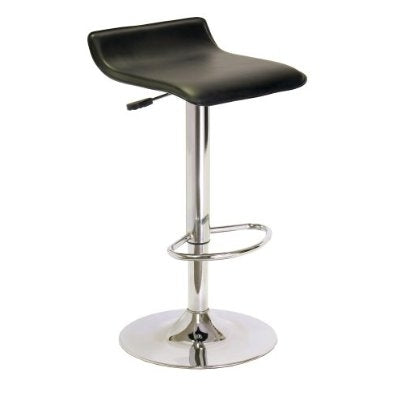 Load image into Gallery viewer, Contemporary ABS Air-Lift Swivel Bar Stool in Black Faux Leather
