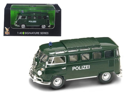 Load image into Gallery viewer, 1962 Volkswagen Microbus Police Green 1/43 Diecast Car Model by Road Signature
