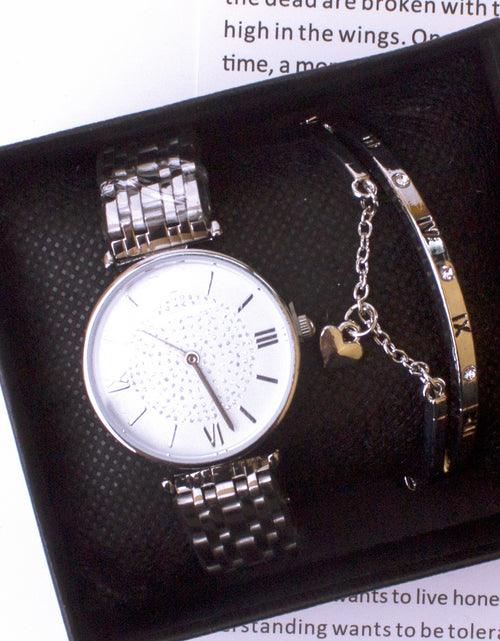 Load image into Gallery viewer, Color: Silver, style: Watch - Wrist Watches Douyin The Same Gypsophila Watch Set Wechat Ladies Watch Bracelet Two-piece Set
