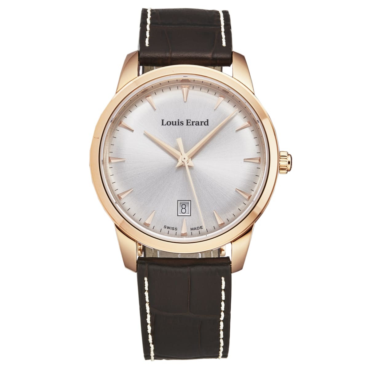 Louis Erard Men's 'Heritage' Silver Dial Brown Leather Strap Swiss Quartz Watch 15920PR31.BRP101