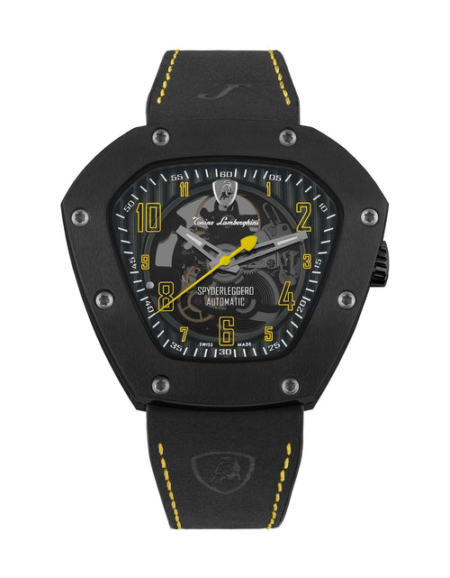 Load image into Gallery viewer, Tonino Lamborghini Men&#39;s &#39;SPYDERLEGGERO&#39; Skeleton Dial Black Leather Strap Automatic Watch TLF-T06-3
